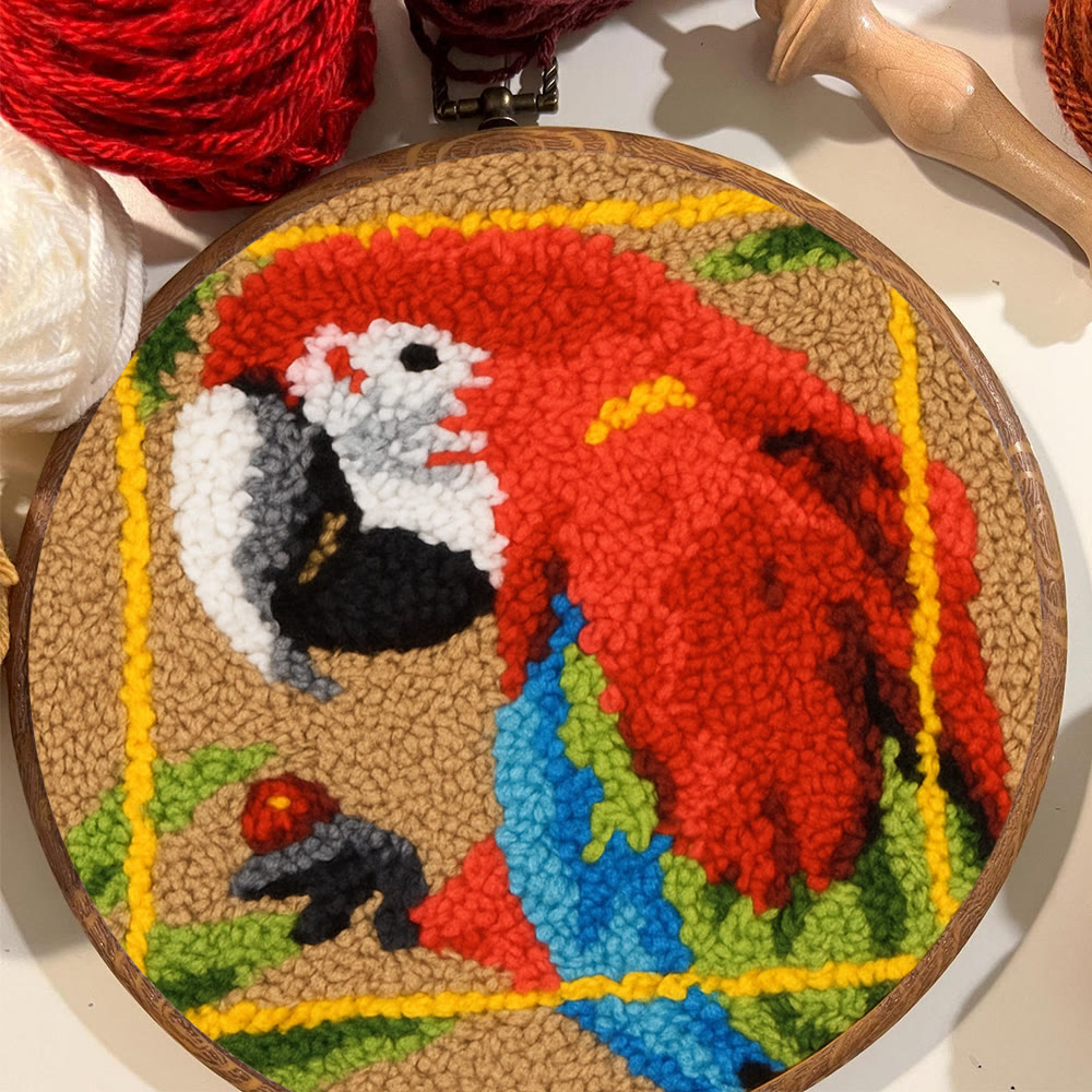 Scarlet Macaw Punch Needle Kit - Artisan-crafted Art | Tropical-themed For Diy Enthusiasts - image 3