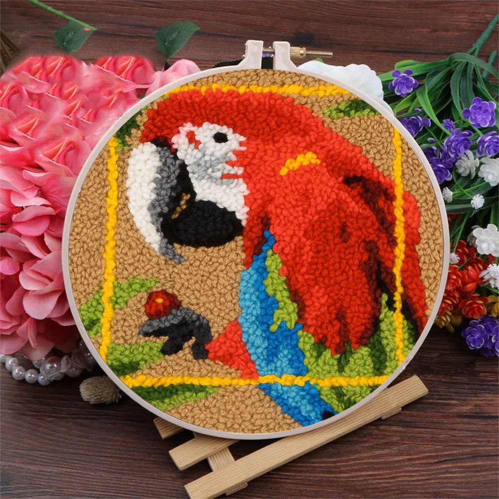 Scarlet Macaw Punch Needle Kit - Artisan-crafted Art | Tropical-themed For Diy Enthusiasts - image 2