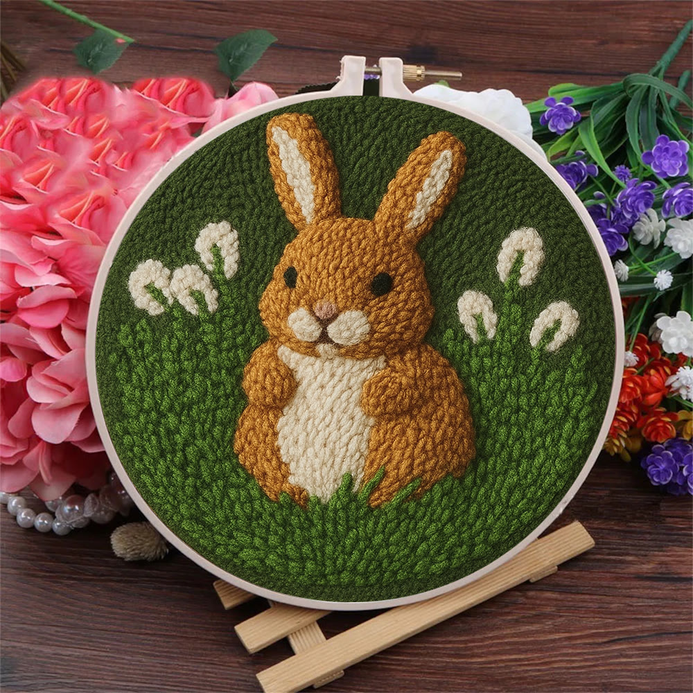 Bunny In Meadow Punch Needle Kit - Handcrafted Art | Charming Diy - image 2
