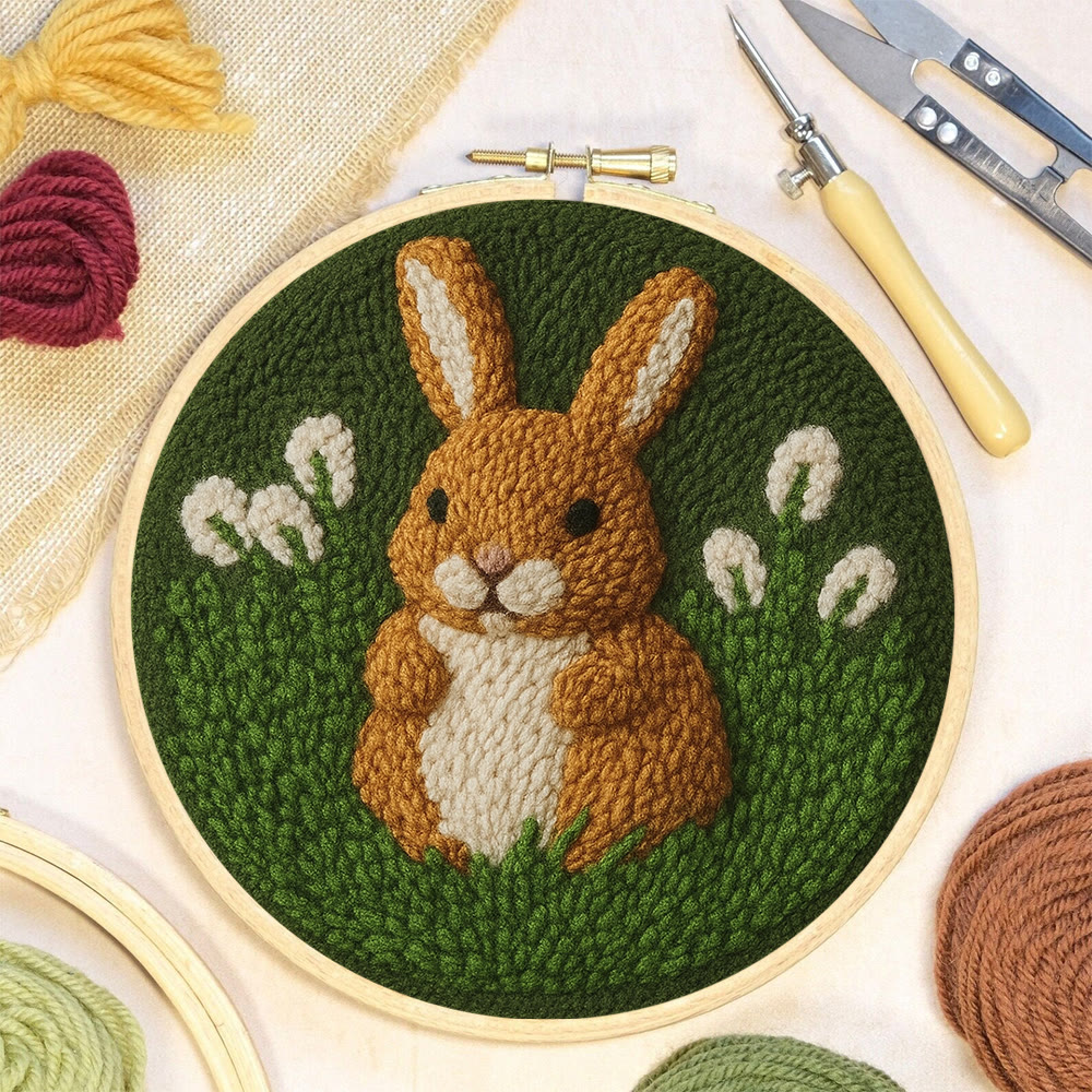 Bunny In Meadow Punch Needle Kit - Handcrafted Art | Charming Diy - image 6