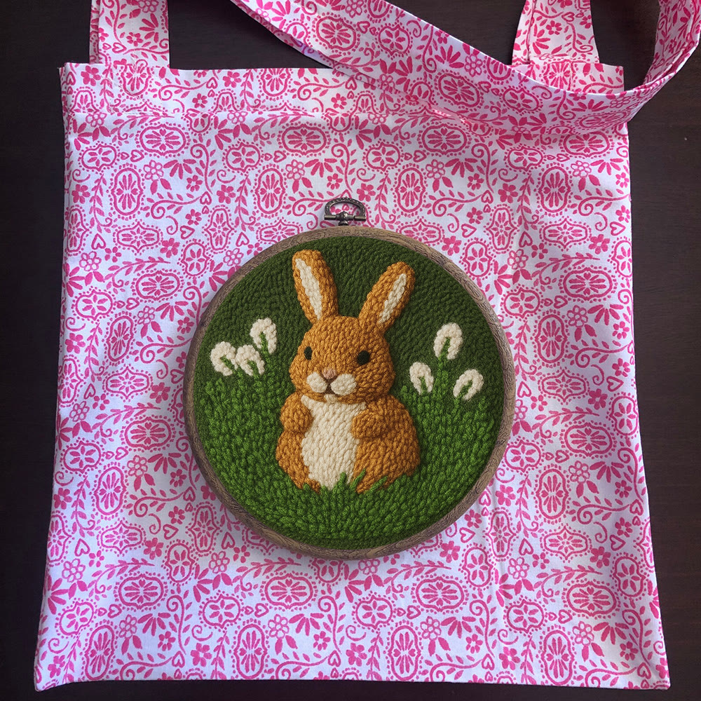 Bunny In Meadow Punch Needle Kit - Handcrafted Art | Charming Diy - image 13