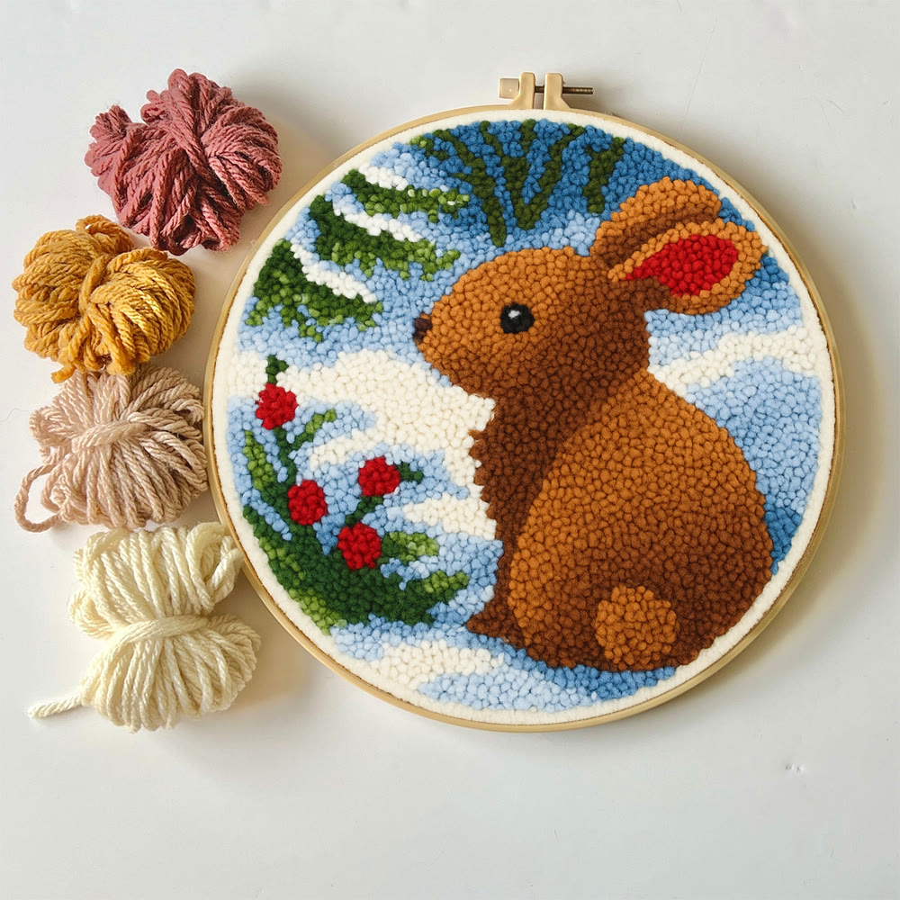 Winter Bunny Punch Needle Kit - Artisan-crafted Piece | Seasonal Decor - image 2