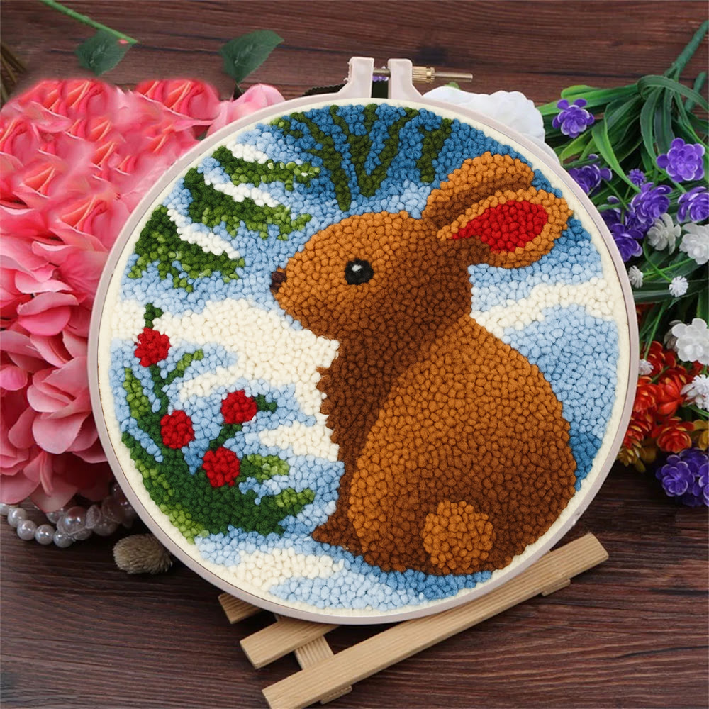 Winter Bunny Punch Needle Kit - Artisan-crafted Piece | Seasonal Decor - image 3