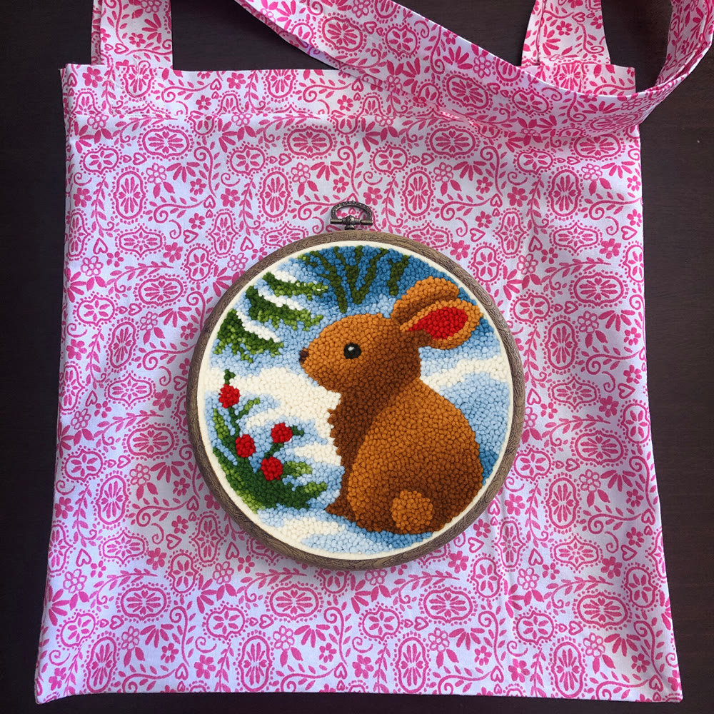 Winter Bunny Punch Needle Kit - Artisan-crafted Piece | Seasonal Decor - image 13