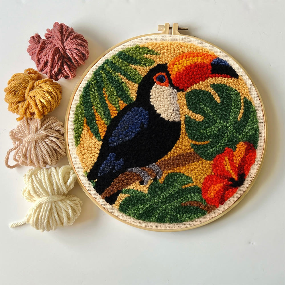 Toucan Tropical Punch Needle Kit - Easy Diy Kit | Exotic Handcraft Gift - image 2