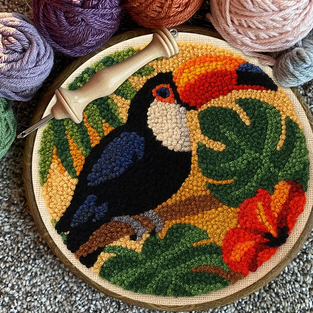 Toucan Tropical Punch Needle Kit - Easy Diy Kit | Exotic Handcraft Gift - image 11