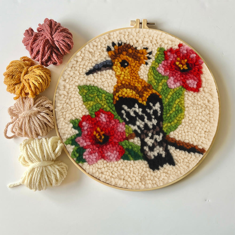 Hoopoe Floral Punch Needle Kit - Artisan-made Craft | Nature-inspired Decor - image 3