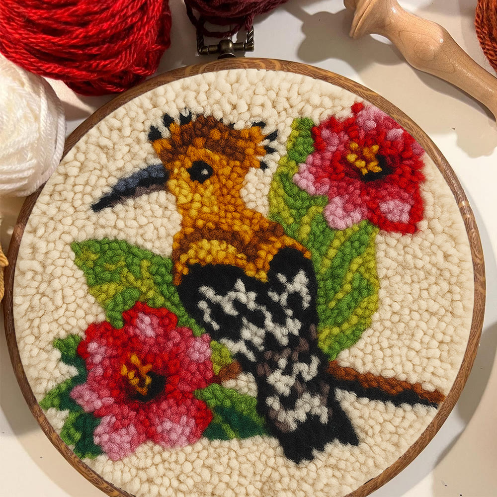 Hoopoe Floral Punch Needle Kit - Artisan-made Craft | Nature-inspired Decor - image 2