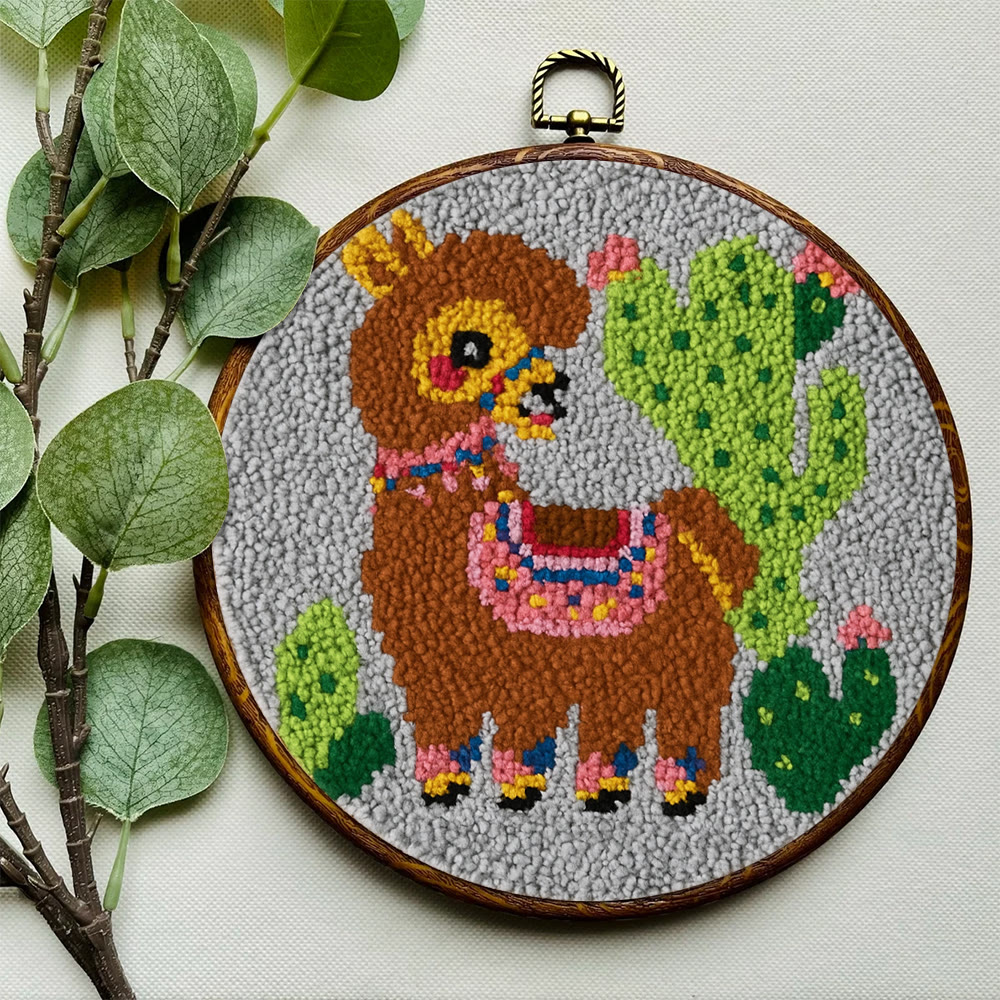 Alpaca Cactus Punch Needle Kit - Handcrafted Art | Boho-Themed Gift - image 2
