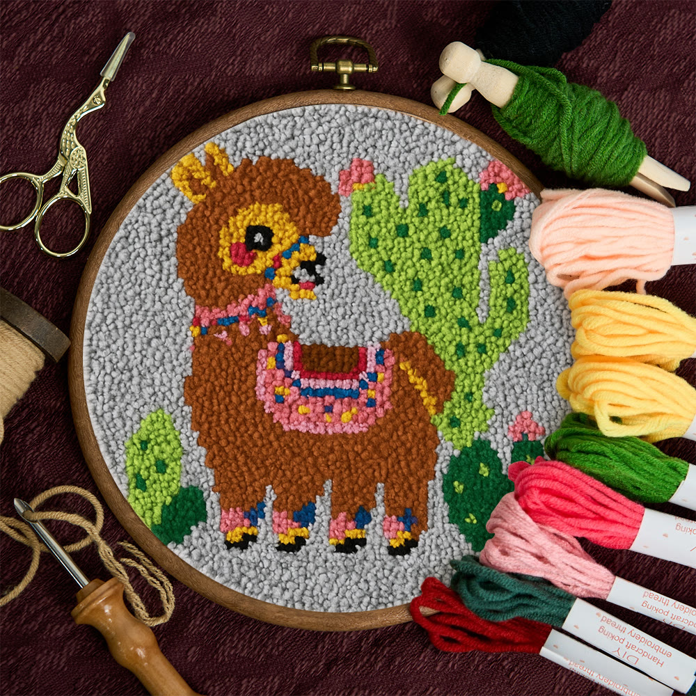 Alpaca Cactus Punch Needle Kit - Handcrafted Art | Boho-Themed Gift - image 4