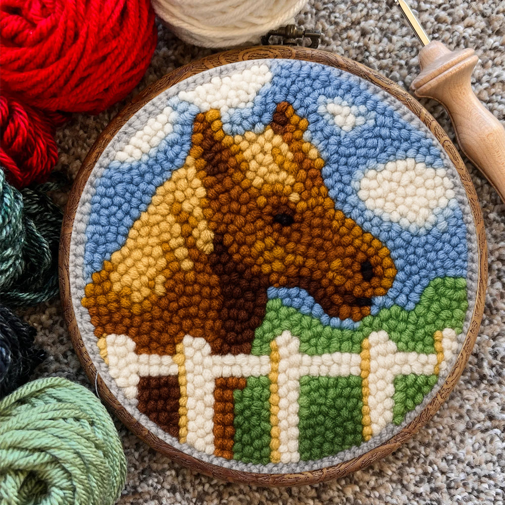 Horse Pasture Punch Needle Kit - Rustic Handcraft Gift |  Artisan-Crafted Art - image 3