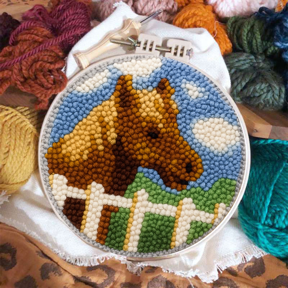 Horse Pasture Punch Needle Kit - Rustic Handcraft Gift |  Artisan-Crafted Art - image 2