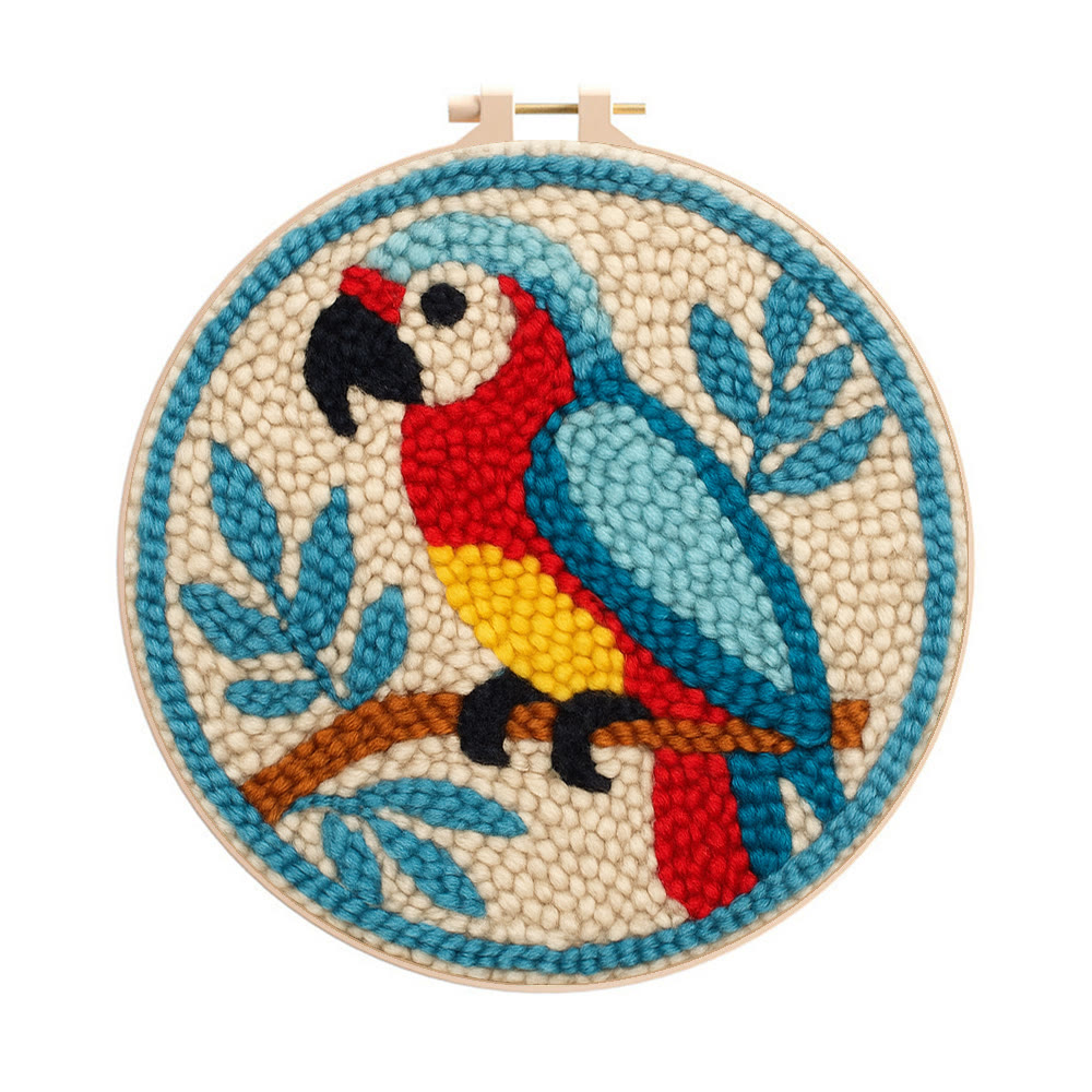 Parrot Tropical Punch Needle Kit - Geeky Decor Must-have | Fantasy Enthusiast Craft - 8 inch Hoop Kit - image 1