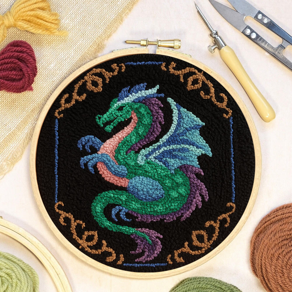 Mythical Dragon Punch Needle Kit - Artisan-crafted Art | Exotic Handcraft Item - image 3