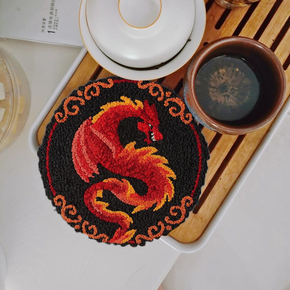 Fire Dragon Punch Needle Kit - Artisan-crafted Art | Fantasy Decor Accent - image 9