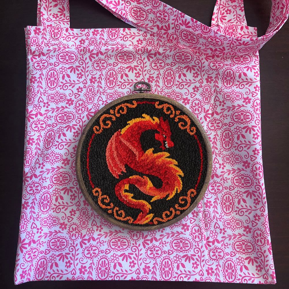 Fire Dragon Punch Needle Kit - Artisan-crafted Art | Fantasy Decor Accent - image 13