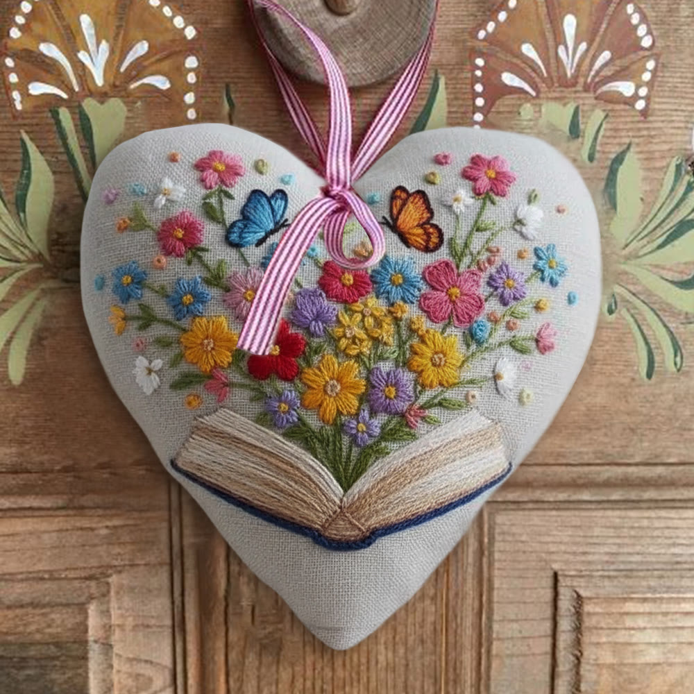 Rubbyoo Heart Embroidery Kit - Floral Book | Diy Stitch Art | Nice Gift For Book Lovers  - image 3