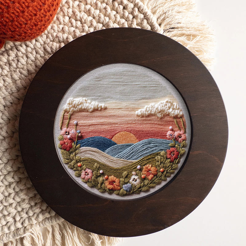 Rubbyoo Embroidery Kit - Floral Sunset Landscape | Scenic Diy Craft | Artistic Home Accent Kit - image 6