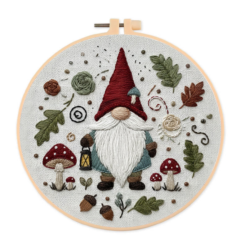 Rubbyoo Embroidery Kit - Forest Gnome | Christmas Beginner Craft | Novice-friendly Diy Kit - 20*20cm - image 1