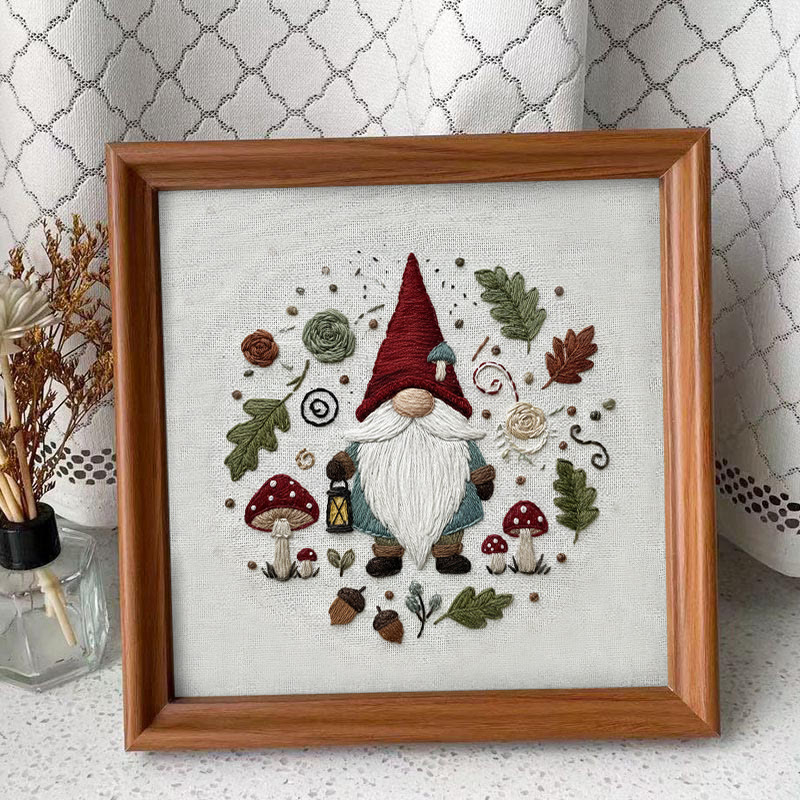 Rubbyoo Embroidery Kit - Forest Gnome | Christmas Beginner Craft | Novice-friendly Diy Kit - Embroidery Kit Plus An Extra Frame - image 2