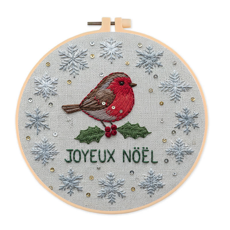 Rubbyoo Embroidery Kit - Christmas Robin Snowflake | Festive Diy Craft | Perfect Holiday Kit - 20*20cm - image 1