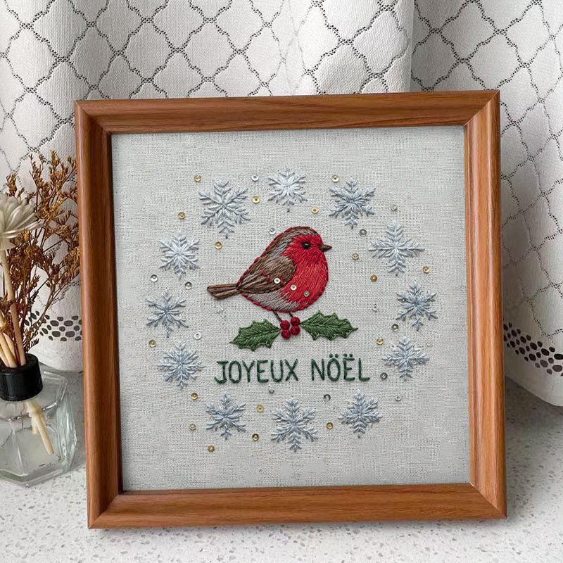 Rubbyoo Embroidery Kit - Christmas Robin Snowflake | Festive Diy Craft | Perfect Holiday Kit - Embroidery Kit Plus An Extra Frame - image 2