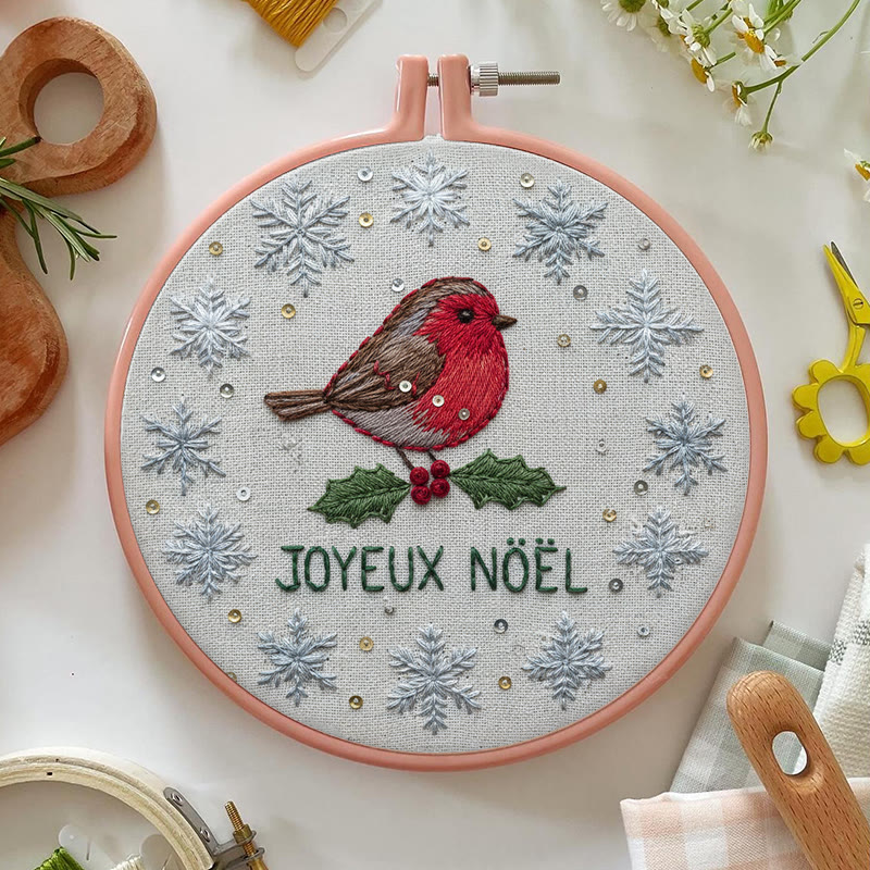 Rubbyoo Embroidery Kit - Christmas Robin Snowflake | Festive Diy Craft | Perfect Holiday Kit - image 3