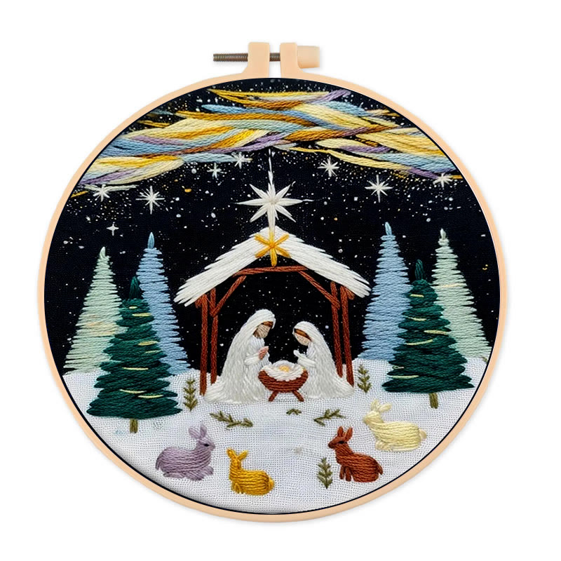 Rubbyoo Embroidery Kit - Nativity Christmas Night | Religious Diy | Spiritual Home Accent - 20*20cm - image 1