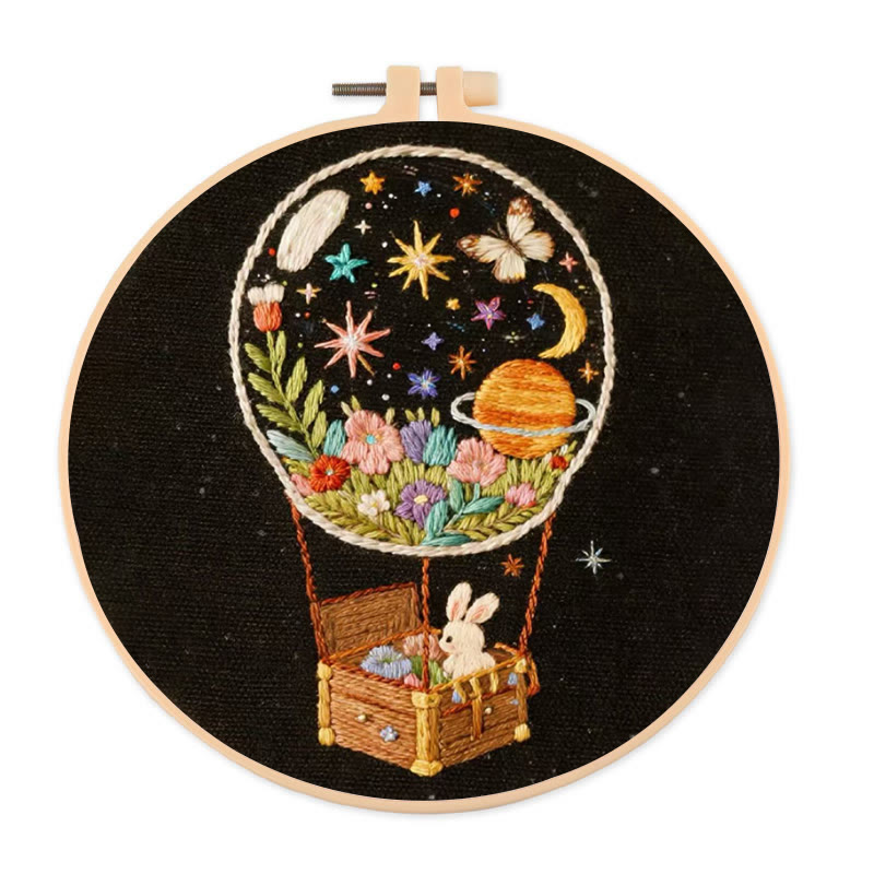 Rubbyoo Embroidery Kit - Bunny Cosmos Balloon | Enchanting Home Accent | Ideal Creative Gift - 20*20cm - image 1