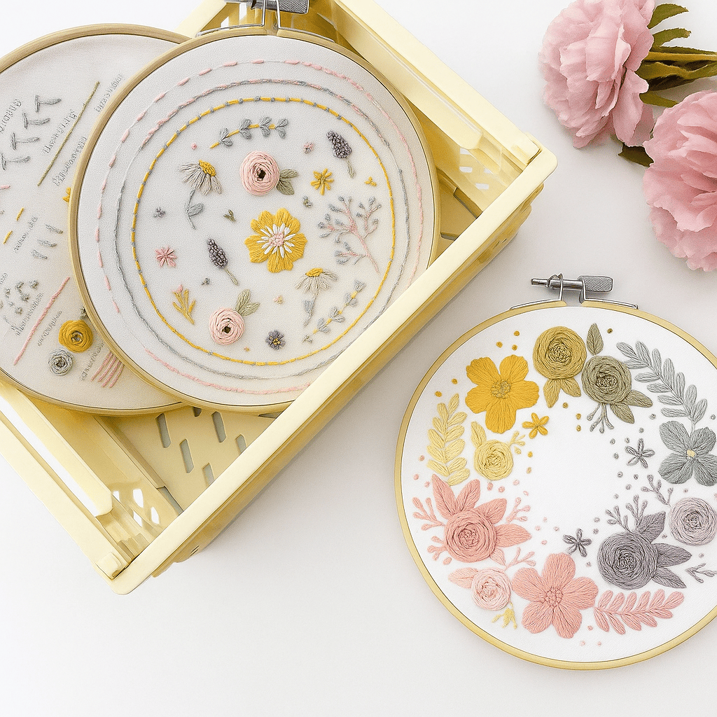 Rubbyoo 3-piece Beginner Embroidery Kit - Blooming Flower Stitch Practice | Perfect Needle Art For Diy Starter - image 1