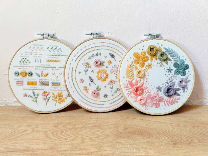 Rubbyoo 3-piece Beginner Embroidery Kit - Blooming Flower Stitch Practice | Perfect Needle Art For Diy Starter - image 3