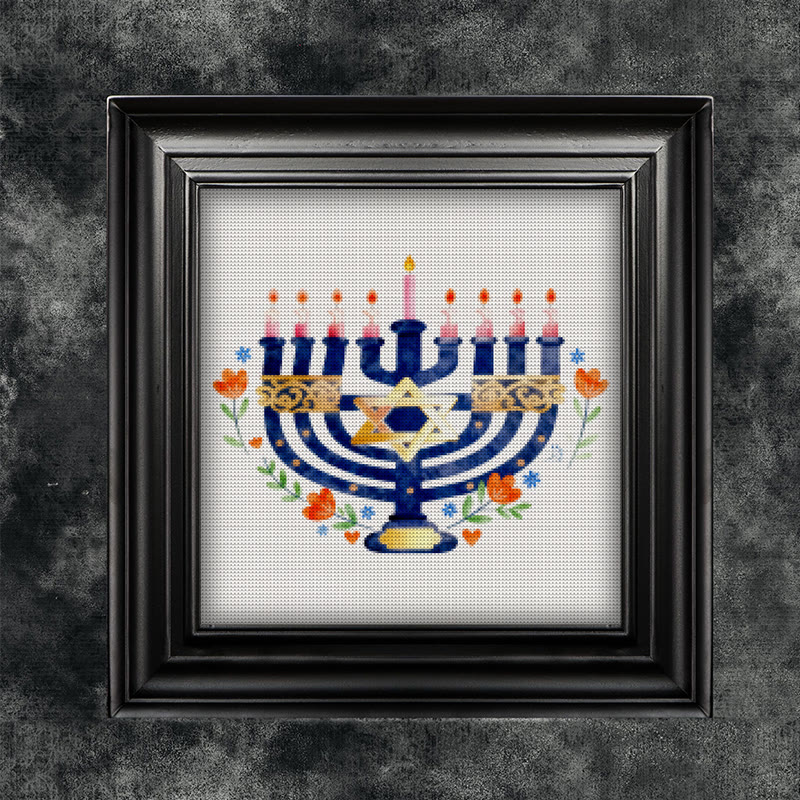 Cross Stitch Kit - Hanukkiah Candlestick | Diy Christmas Ornament | Personalised Handmade Gift - image 4
