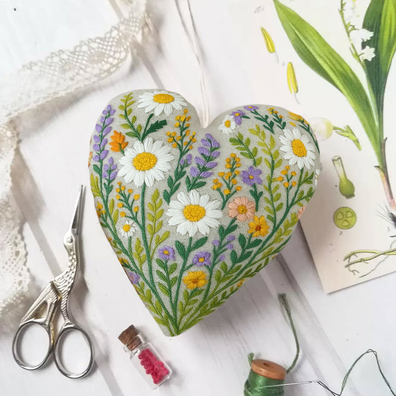 Rubbyoo Heart Embroidery Kit - Wildflower Bounty | Nature-inspired Hand Stitch | Artisanal Home Decor - image 3