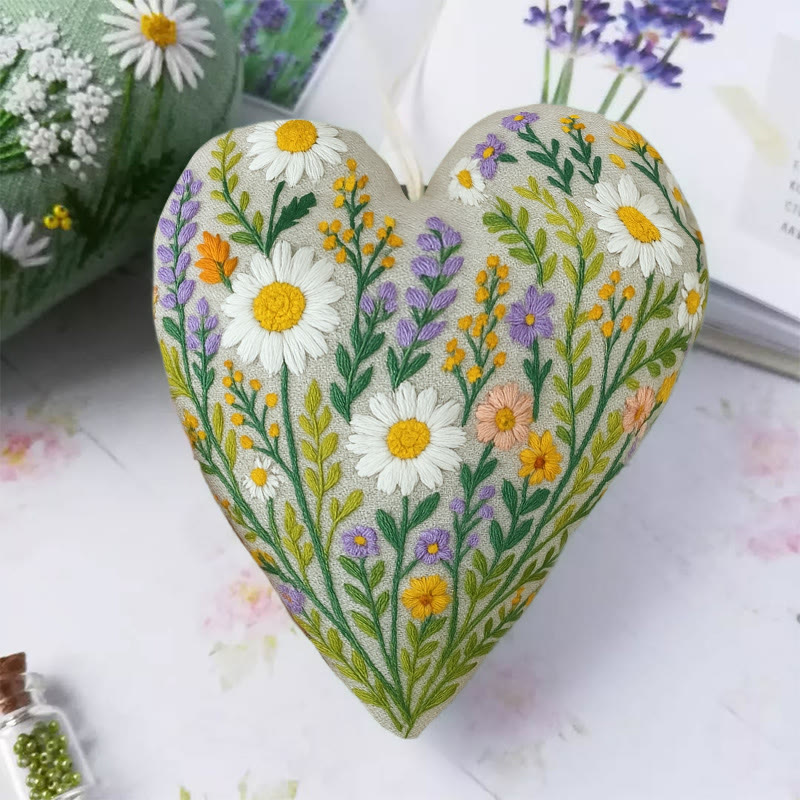Rubbyoo Heart Embroidery Kit - Wildflower Bounty | Nature-inspired Hand Stitch | Artisanal Home Decor - image 2