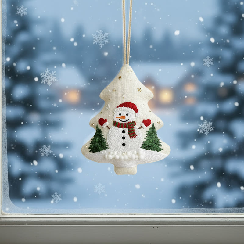 Rubbyoo Tree-shaped Embroidery Kit - Snowman Tree Charm | Festive Handmade | Charming Holiday Gift - image 2