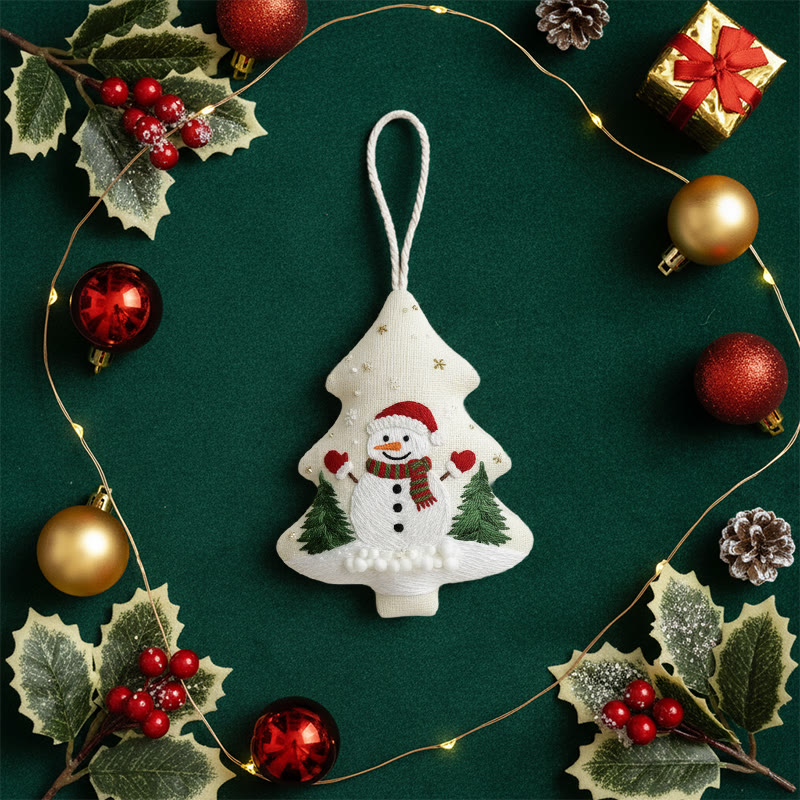 Rubbyoo Tree-shaped Embroidery Kit - Snowman Tree Charm | Festive Handmade | Charming Holiday Gift - image 6