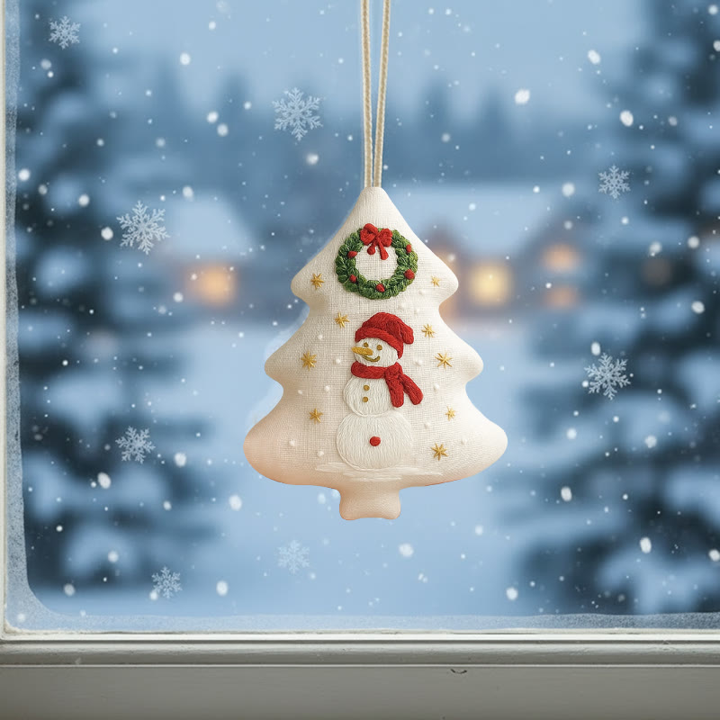 Rubbyoo Tree-shaped Embroidery Kit - Snowman | Winter Handmade Craft | Festive Home Accent - image 3