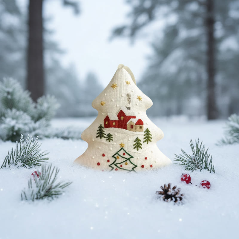 Rubbyoo Tree-shaped Embroidery Kit - Winter Village | Handmade Winter Decor | Gifting Essential - image 2