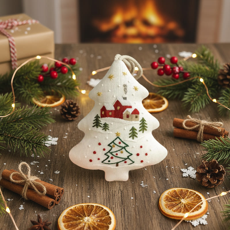 Rubbyoo Tree-shaped Embroidery Kit - Winter Village | Handmade Winter Decor | Gifting Essential - image 4