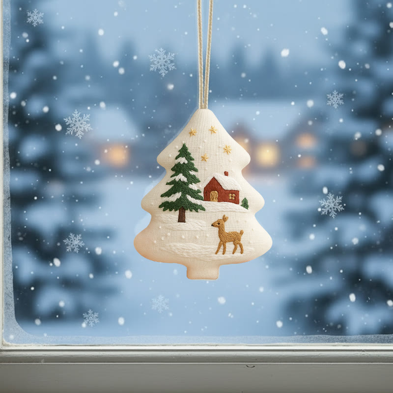 Rubbyoo Tree-shaped Embroidery Kit - Winter Deer | Diy Craft Kit | Beginner Embroidery Pattern - image 3
