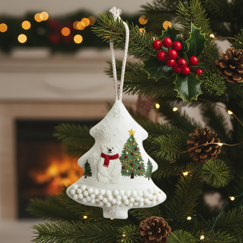 Rubbyoo Tree-shaped Embroidery Kit - Polar Bear Scene | Embroidery Starter Kit | Perfect Gift For Beginners - image 1