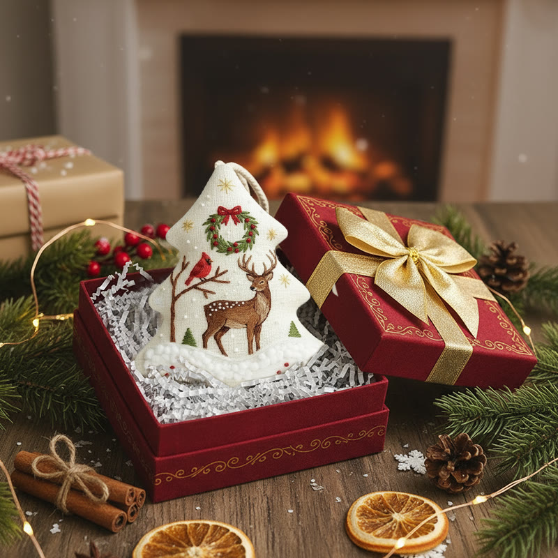 Rubbyoo Tree-shaped Embroidery Kit - Reindeer With Jingle Bells | Crafted With Love Treasure | Christmas Must-have - image 3