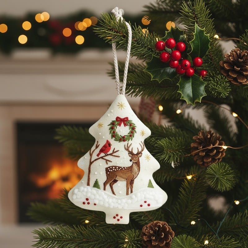 Rubbyoo Tree-shaped Embroidery Kit - Reindeer With Jingle Bells | Crafted With Love Treasure | Christmas Must-have - image 1
