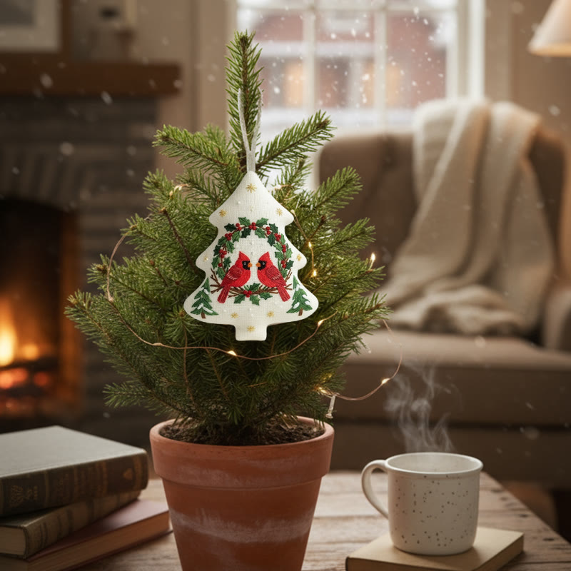 Rubbyoo Tree-shaped Embroidery Kit - Red Cardinal | Diy Christmas Decoration | Beginner Hand Embroidery Gift - image 7