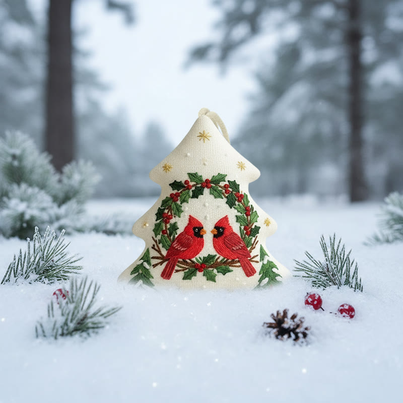 Rubbyoo Tree-shaped Embroidery Kit - Red Cardinal | Diy Christmas Decoration | Beginner Hand Embroidery Gift - image 8