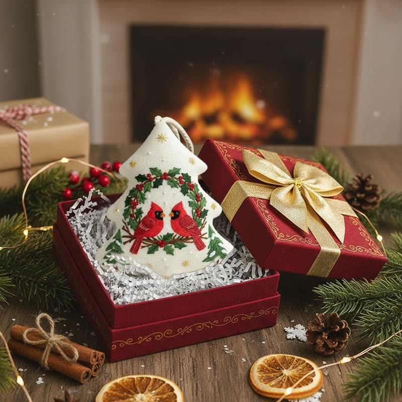 Rubbyoo Tree-shaped Embroidery Kit - Red Cardinal | Diy Christmas Decoration | Beginner Hand Embroidery Gift - image 3