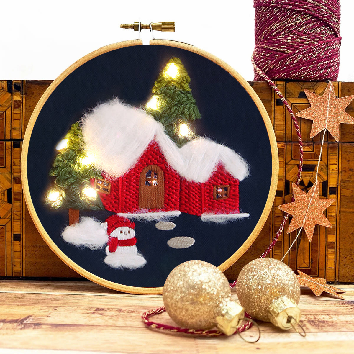 Rubbyoo Embroidery Kit - Christmas Snowy House | Handmade Holiday Ornament | Perfect Gifts For Friend  - image 3
