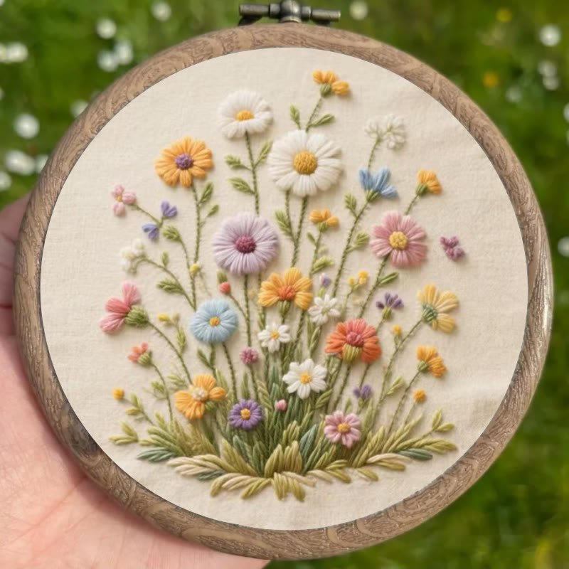 Rubbyoo Embroidery Kit - Bouquet Of Colorful Wildflowers | Beginner Embroidered | Great Gift For Her - image 3