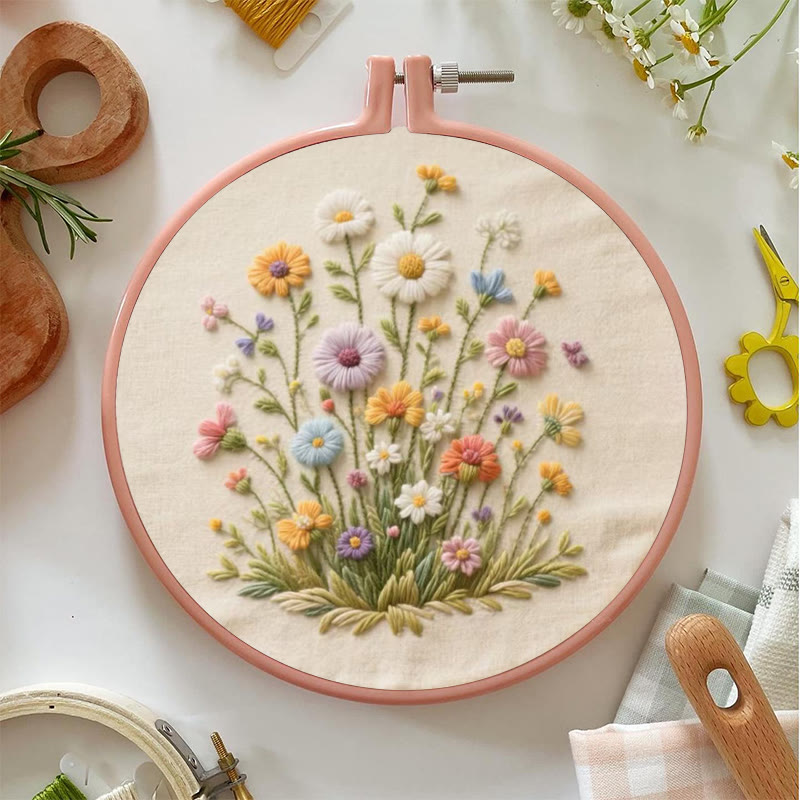 Rubbyoo Embroidery Kit - Bouquet Of Colorful Wildflowers | Beginner Embroidered | Great Gift For Her - image 4