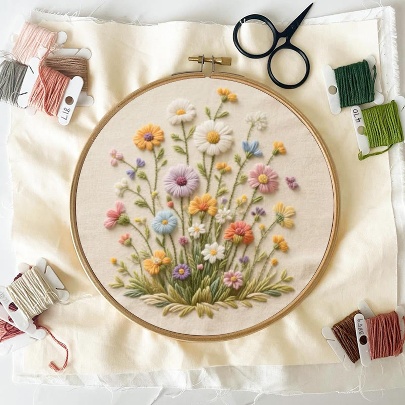 Rubbyoo Embroidery Kit - Bouquet Of Colorful Wildflowers | Beginner Embroidered | Great Gift For Her - image 5